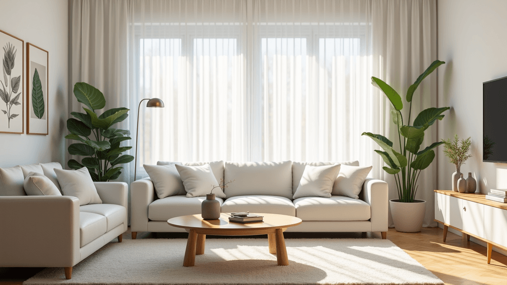 Eye-level view of a clean and organized living room