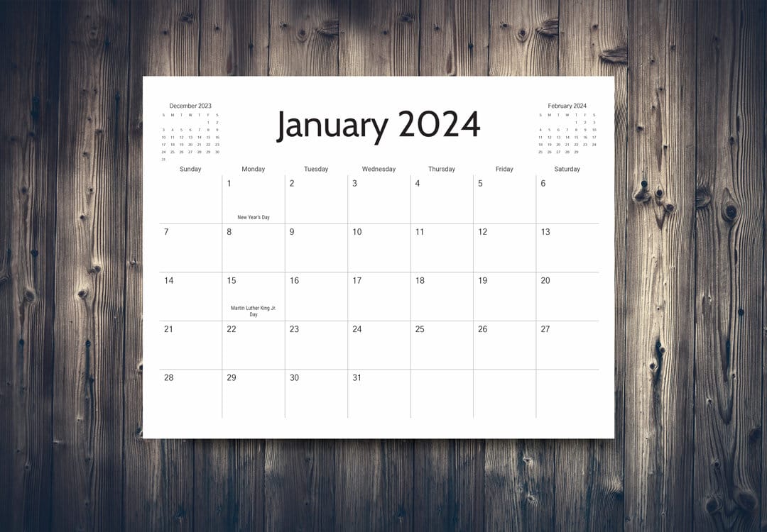 Cleaning calendar